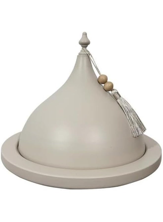Mado Gallery  Ivory Conical Dessert & Dates Stand with Tassel – Ramadan & Eid Table Decor, Majlis Sweet Holder, Holds 1–2 kg - Image 1